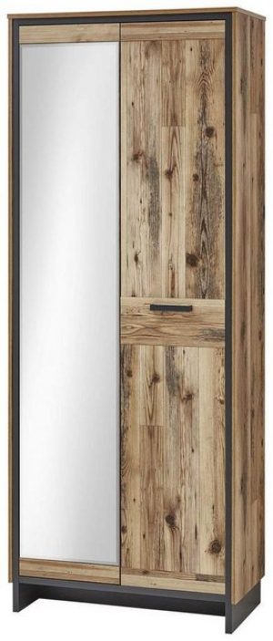 Innostyle Kleiderschrank "Garderobenschrank PRATO mit Spiegel 2-türig Oldwood Alpine Lodge Dekor"