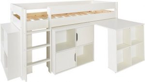 Lüttenhütt Hochbett "Robin" (4-tlg), ein Schreibtisch, 2 Kommoden, massive Kiefer