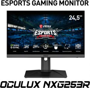 MSI Oculux NXG253RDE E-Sports Gaming-Monitor (62,2 cm/24,5 ", 1920 x 1080 px, Full HD, 1 ms Reaktionszeit, 360 Hz, Rapid IPS, NVIDIA G-Sync, 3 Jahre Herstellergarantie)