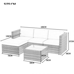 Merax Gartenlounge-Set "Dalat 5-teilig Gartenmöbel Set aus Polyrattan für 4 Personen", Sitzgruppe Balkonset mit Kissen, Couch-Set für Garten