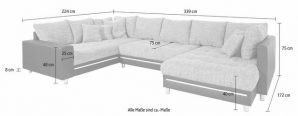 Mr. Couch Wohnlandschaft "Tobi", wahlweise mit Kaltschaum (140kg Belastung/Sitz) und RGB-Beleuchtung