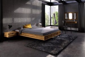 Natur24 Einzelbett "Bett Tula 3 aus Wildeiche massiv 100x200 cm ohne Kopfteil mit Metallbeinen"