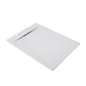 SONNI Duschwanne "Duschtasse, Weiß, 120/140cm, mit Siphon, walk in dusche", Schieferoptik, SMC,Antirutsch, Flach, inkl. ABlaufgarnitur,Siphon.