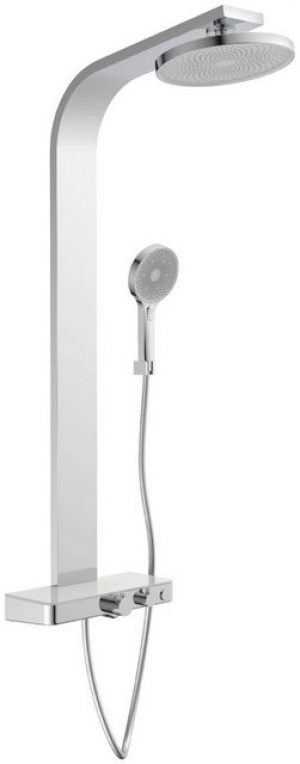 Schütte Duschsäule "SAMOA RAIN", 3 Strahlart(en), in verschiedenen Ausführung erhältlich, Regendusche mit Thermostat und Glasablage, Handbrause mit 3 Funktionen