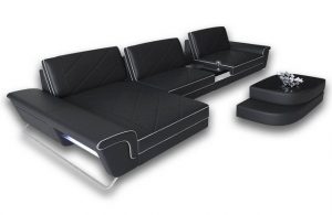 Sofa Dreams Ecksofa "Bari - L Form Ledersofa", mit LED, verstellbare Rückenlehnen, Designersofa