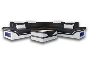 Sofa Dreams Ecksofa "Brianza - L Form Ledersofa", mit LED, wahlweise mit Bettfunktion als Schlafsofa, Designersofa