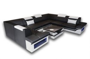 Sofa Dreams Wohnlandschaft "Brianza M - U Form Stoffsofa", mit LED, ausziehbare Bettfunktion, USB-Anschluss, Designersofa