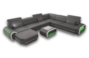 Sofa Dreams Wohnlandschaft "Roma - XXL U Form Ledersofa", mit LED, wahlweise mit Bettfunktion als Schlafsofa, Designersofa
