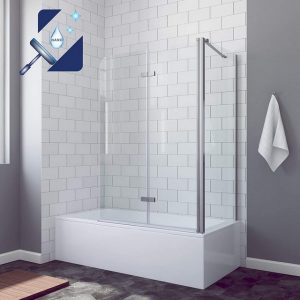 aqua batos Badewannenaufsatz "Duschwand für Badewanne Badewannenaufsatz Duschabtrennung Faltwand", 5 mm Sicherheitsglas, Nano Beschichtung, Faltbar