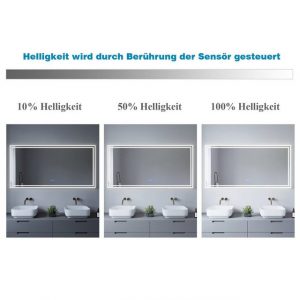 aqua batos Badspiegel "LED Badspiegel 100x70cm 140x70cm Badezimmerspiegel mit Beleuchtung Bad Spiegel mit Licht Wandspiegel mit Touch-Schalter Lichtspiegel", Dimmbar, Beschlagfrei, Kaltweiß 6400K, Warmweiß 3000K, Memory-Funktion, IP44, Energiesparend
