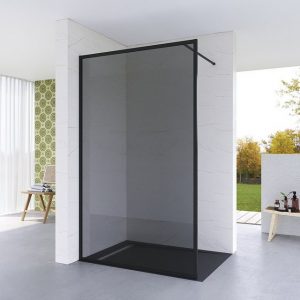 aqua batos Walk-in-Dusche "Duschabtrennung Walk in Dusche Duschwand schwarz Grauglas Duschkabine", 8 mm Einscheibensicherheitsglas, Nanobeschichtung, Großer Eingang, Echtglas, mit Verstellbereich, Vollrahmen