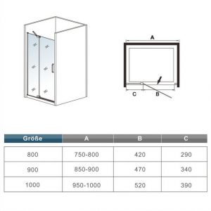 duschspa Dusch-Drehtür "195cm Dusche Glastür Duschtür Nischentür Drehtür Schwingtür Pendeltür 8mm Nano Glas", Einscheibensicherheitsglas, Sicherheitsglas, (Set)