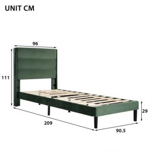 Fangqi Bettgestell "Polsterbett mit Lattenrost & Kopfteil, Jugendbett 90/140x200cm", gepolstertes Doppelbett/Einzelbett Textilbezug Leinen
