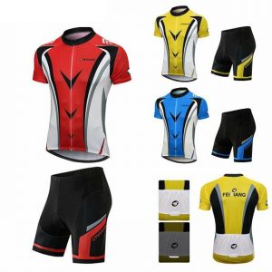 MEETYOO Fahrradhose "Herren Fahrradtrikot Set" (Rennradtrikot Radhose mit Gel Sitzpolster, Kurzarmtrikot Radhose Sport Team Set) Fahrradtrikot kurzarm und Radhose