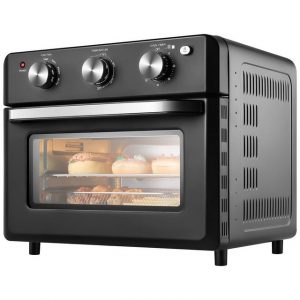 MVPower Minibackofen Minibackofen mit Umluft 20 Liter 7in1 Heißluftofen 1550W, Grillrost, Frittierkorb,Backform & Krümelschublade
