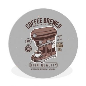 MuchoWow Gemälde "Kaffeemaschine - Tasse - Retro - Zeichnung", (1 St), Rundes wandbild für Wohnzimmer, Wandkreis, Wandschmuck, 90x90 cm