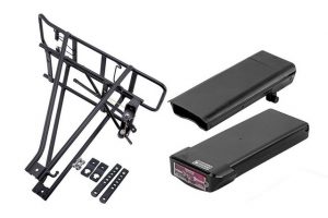 PowerSmart E-Bike Akku Li-Ion 36V 11,6Ah/418Wh mit Akkuhalterung und Gepäckträgersitz für Provelo Nex 320, Vogue Easy City electric folding bike 11600 mAh