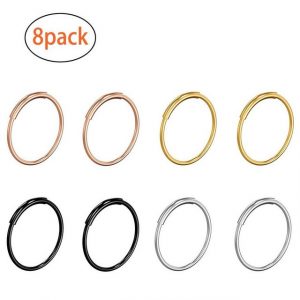 SUNEE Nasenpiercing "8 Stück Nasenpiercing Edelstahl Septum Nasenring Scharnier Piercing" (8-tlg), Mehrzweck Piercing Schmuck-8mm