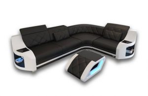 Sofa Dreams Ecksofa "Genua - L Form Ledersofa", Couch, mit LED, Designersofa