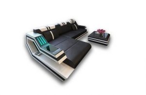 Sofa Dreams Ecksofa "Ravenna - L Form Ledersofa", Couch, mit LED, wahlweise mit Bettfunktion als Schlafsofa, Designersofa