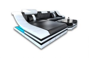 Sofa Dreams Ecksofa "Turino - L Form Ledersofa", Couch, mit LED, wahlweise mit Bettfunktion als Schlafsofa, Designersofa