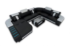 Sofa Dreams Wohnlandschaft "Bellagio - XXL U Form", Couch, mit LED, wahlweise mit Bettfunktion als Schlafsofa, Designersofa