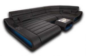 Sofa Dreams Wohnlandschaft "Concept - U Form Ledersofa", Couch, mit LED, Designersofa mit ergonomischer Rückenlehne