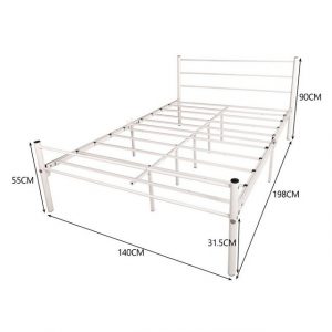 WISHDOR Metallbett "Doppelbett Bett Metallbett Jugendbett mit Lattenrost ohne Matratze" (Weiß), für Schlafzimmer, Gästezimmer, Kinderzimmer, Modern Jugendbett Bettgestelle Bettrahmen, mit Lattenrost für Schlafzimmer Gästezimmer Bett In Weiß