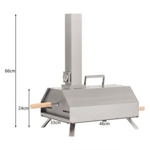WISHDOR Pizzaofen Outdoor Pizzamaker Multi-Fuel Pizza Holzofen tragbarer Ofen Edelstahl, mit 11-Zoll-Pizzastein Thermometer, Edelstahl für Garten Terasse