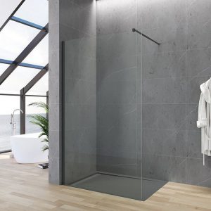 aqua batos Duschwand "Duschabtrennung Glas walk in Dusche schwarz Glaswand 80-120 cm", 8 mm Einscheibensicherheitsglas, Lotus-Effekt, NANO Beschichtung, barrierefrei