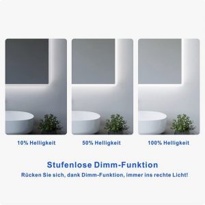 aqua batos LED-Lichtspiegel "LED Badspiegel Groß Badezimmerspiegel mit Beleuchtung Lichtspiegel Wandspiegel 140x70cm 100x70cm", Kaltweiß 6400K, Neutralweiß 4500K, Warmweiß 3000K, Dimmbar,Memory-Funktion, Touch Schalter, Spiegelheizung, Antibeschlag, Energiesparend, IP44, Wandmontage