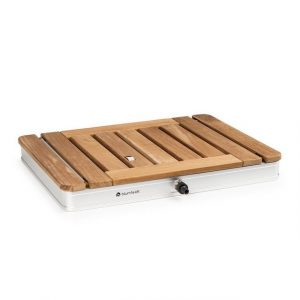 blumfeldt Gartendusche "Cool Breeze Gartendusche Aluminium Teakholz Tragegriff" (Packung), Outdooor bodenplatte Bodendusche Fußdusche Außen ohne Stromanschluss