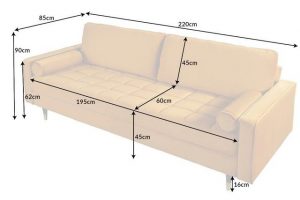 riess-ambiente Sofa "COZY VELVET 220cm senfgelb / schwarz / gold", 1 Teile, Wohnzimmer · Samt · 3-Sitzer · Federkern