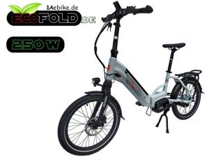 Ecofold E-Bike 20 Zoll ECOFOLD BFM420 E-bike Klapprad BaFang Mittelmotor schwarz, 8 Gang Shimano, Nabenschaltung, Mittelmotor 250,00 W