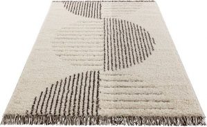 Hochflor-Teppich Akan, HANSE Home, rechteckig, Höhe: 35 mm, Sisal-Optik, Hoch-Tief Struktur, Robust, Pflegeleicht