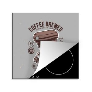 MuchoWow Herdblende-/Abdeckplatte Kaffeemaschine - Tasse - Retro - Zeichnung, Vinyl, (1 tlg), Ceranfeldabdeckung, Arbeitsplatte für küche