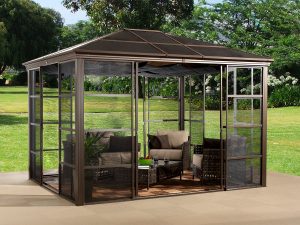 SOJAG Canada Pavillon "Castel", aus Aluminium, inkl. Sonnensegel u. Insektenschutz, bronze