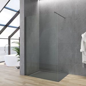 aqua batos Walk-in-Dusche Duschabtrennung Duschkabine Duschwand Breite 80-120cm, 8 mm Einscheibensicherheitsglas, mit variablem Verstellbereich, inkl. Nano Beschichtung, pistolengrau