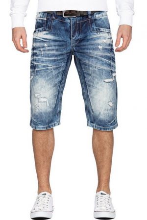 Cipo & Baxx Jeansshorts Herren kurze Hose 20CB13-BANS mit destroyed Effekten