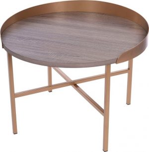 Home affaire Couchtisch, Couchtisch Rund, natur belassender Tischplatte, 4 Bein Gestell