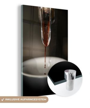 MuchoWow Acrylglasbild Espressotropfen aus einer Kaffeemaschine, (1 St), Glasbilder - Bilder auf Glas Wandbild - Foto auf Glas - Wanddekoration