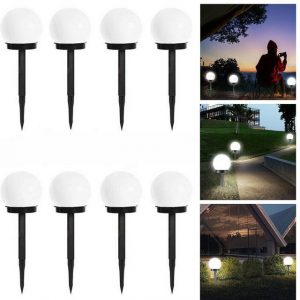 oyajia LED Solarleuchte 4/8 Stück LED Solarlampen Kugel Licht, Höhe 33 cm, Ø 10 cm, LED fest integriert, Solarmodul, inkl. Akku und Dämmerungsschalter, Wasserdicht IP65, Wegen Garten Veranda Dekorativen