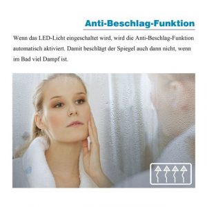 AQUALAVOS Badspiegel LED Badspiegel mit Beleuchtung Badezimmerspiegel mit Beschlagfrei, 2 Lichtfarbe Warmweiß/Kaltweiß, Touch Sensor Wandspiegel
