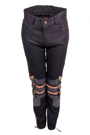 Be Noble 5-Pocket-Jeans POMPÖÖS Jeans POMPÖÖS Hose mit vielen Details und Lederapplikationen