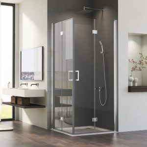 Boromal Eckdusche Duschkabine Eckeinstieg Falttür100x80 Duschabtrennung Dusche 6mm ESG, BxT: 80x100 cm