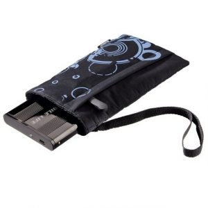 Hama Festplattentasche Tasche Print Schwarz Case Schutz-Hülle Cover, Fach für Zubehör, Nylon Material, Tragegurt, Aufbewahrung passend für 2,5" Zoll externe HDD tragbare Festplatte PC Notebook
