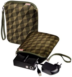 Hama Festplattentasche Universal Festplatten-Tasche Case Hülle Braun, Netzfach für Zubehör, Neopren Material, Tragegurt, Aufbewahrung passend für 3,5" Zoll externe HDD tragbare Festplatte PC Notebook