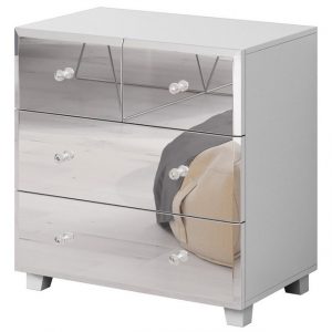 Lomadox Kommode BUCCERI-83, Kommoden Set mit Spiegel Fronten Schlafzimmer Möbel in weiß
