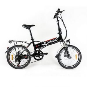 Myatu E-Bike Klapprad 20 Zoll 375 Wh 10,4 Ah Federgabel Scheibenbremsen, 7 Gang Shimano Tourney TZ Schaltwerk, Kettenschaltung, Heckmotor 250,00 W, kompakt, Gepäckträger