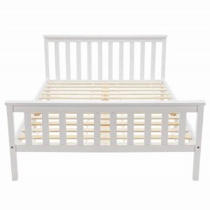 WISHDOR Massivholzbett Holzbett Doppelbett Einzelbett Holz Bett Kinderbett Jugendbett Massiv (mit 2 Schubladen/ohne Schubladen, Kiefernholz Kiefer Bettgestell mit Kopfteil Lattenrosten ohne Matratze), aus Massiv Massivholz Kieferbett, für Erwachsene Mädchen & Jungen Kindern, Weiß, 90 x 200 cm/140 x 200 cm